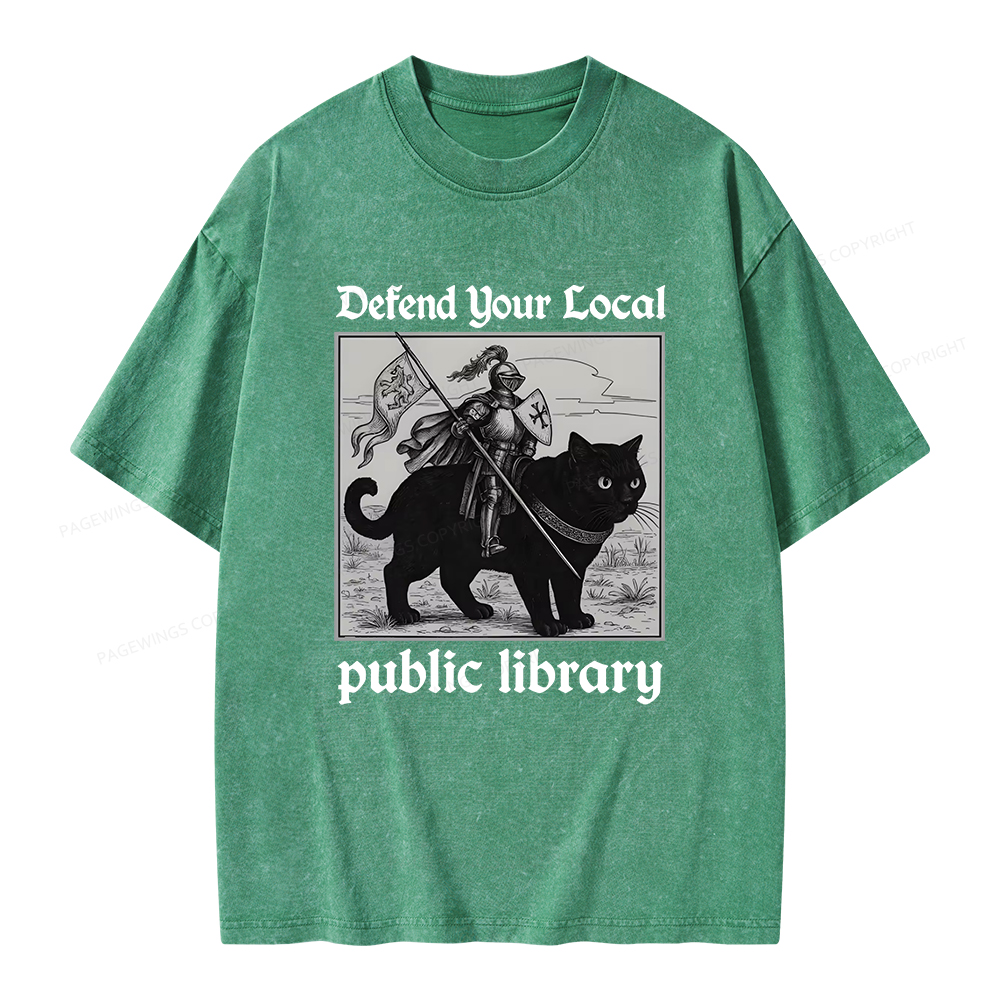 Pagewings Defend Your Local public library Unisex Washed T-shirt