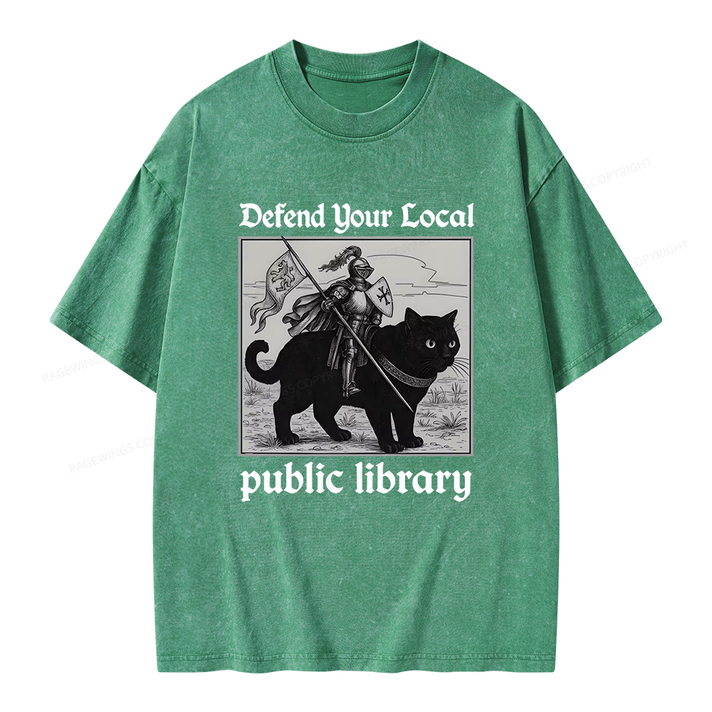 Pagewings Defend Your Local public library Unisex Washed T-shirt