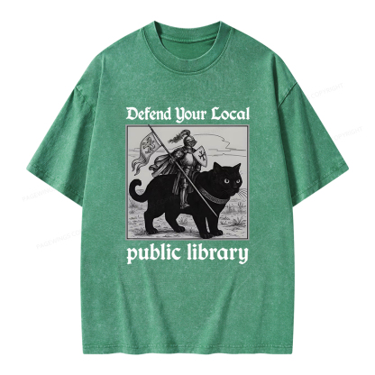 Pagewings Defend Your Local public library Unisex Washed T-shirt