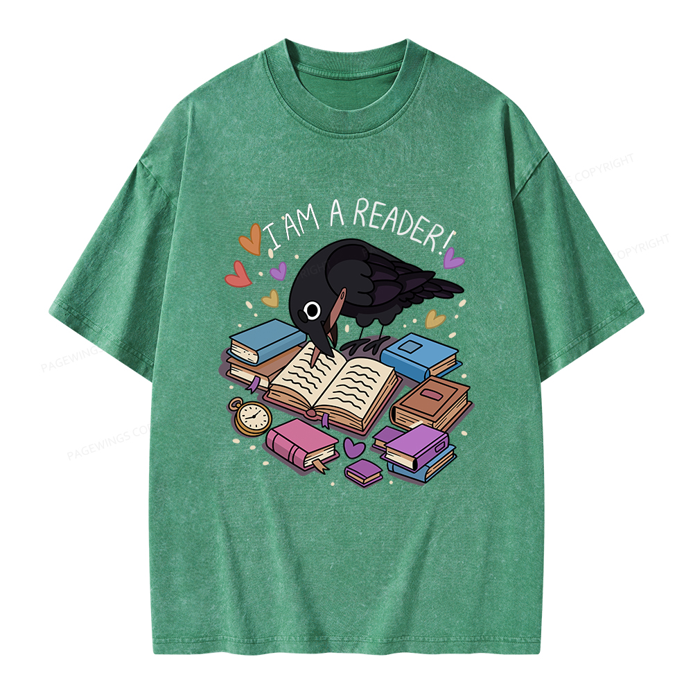 Pagewings I Am An Reader Unisex Washed T-shirt