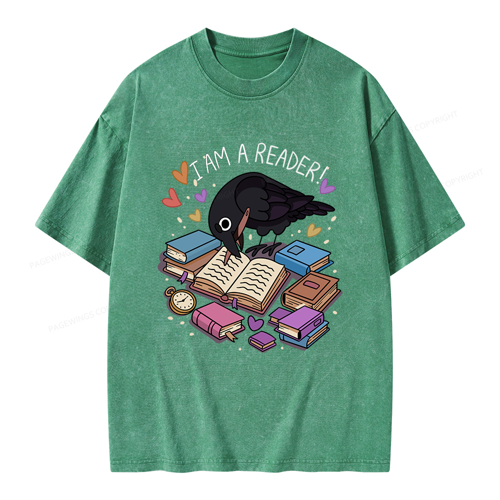 Pagewings I Am An Reader Unisex Washed T-shirt