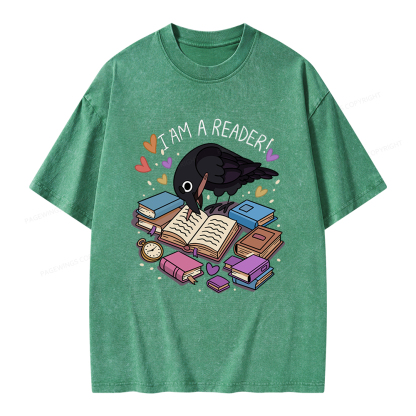 Pagewings I Am An Reader Unisex Washed T-shirt