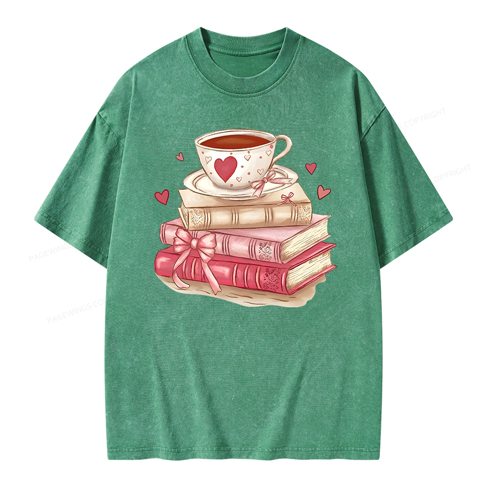 Pagewing Book Lover Valentine Sweatshirt Unisex Washed T-shirt