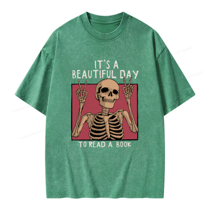Pagewings It's A Beautiful Day To Read A Book Unisex Washed T-shirt