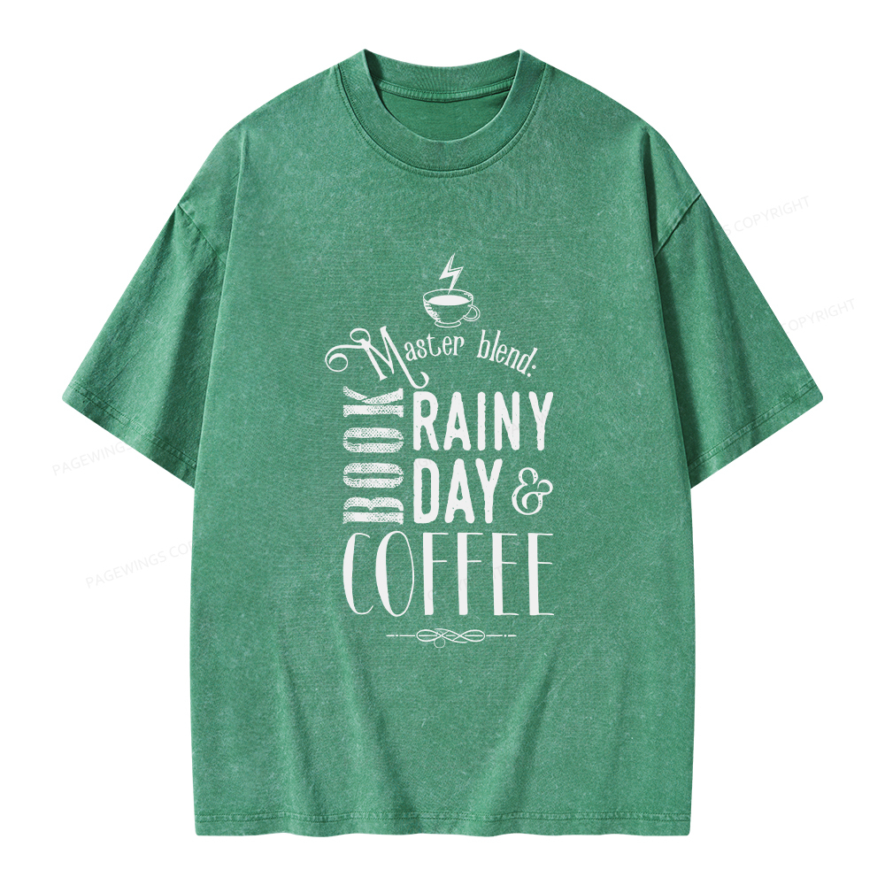 Pagewings Coffee, book & Rainy Day Unisex Washed T-shirt