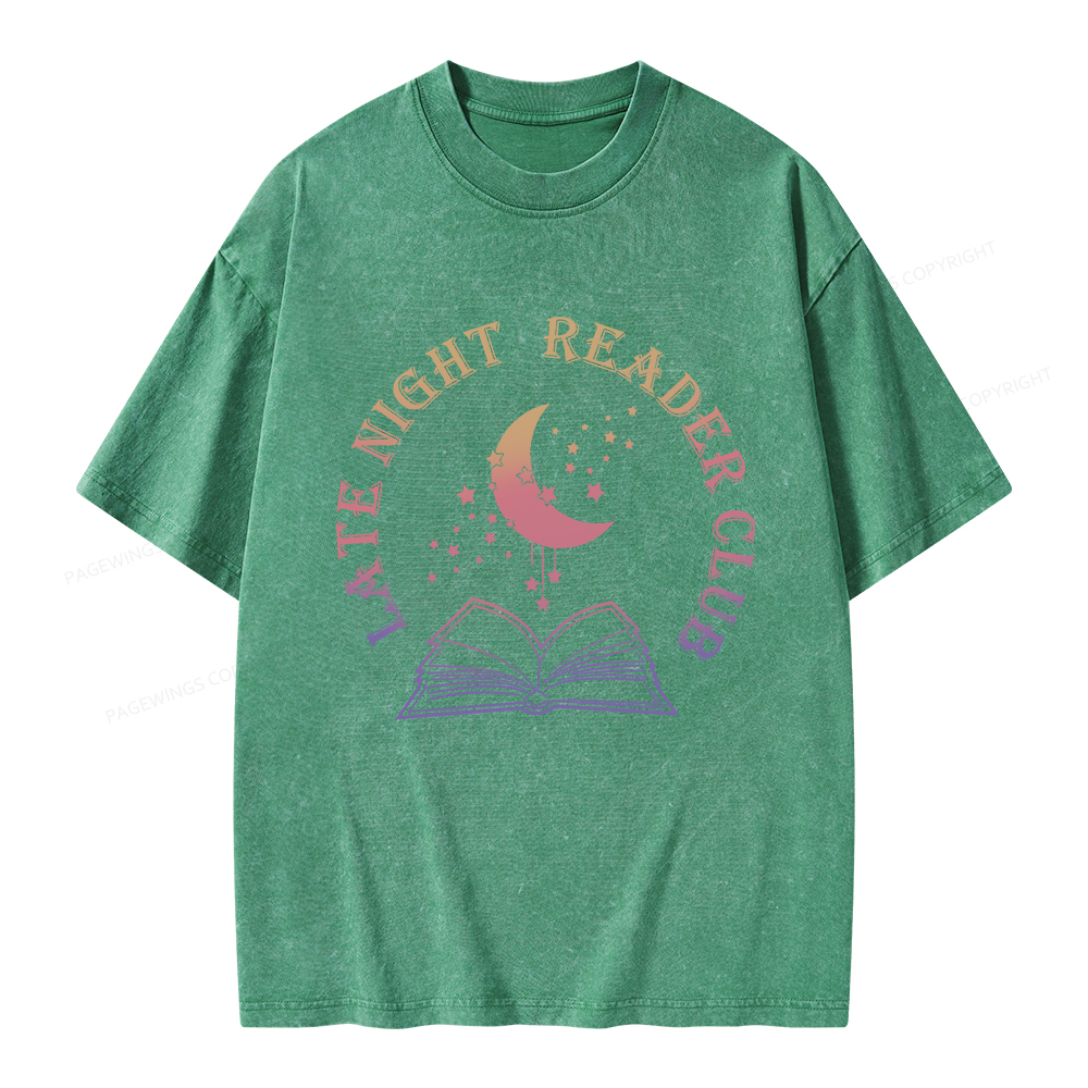 Pagewings Late Night Reader Club Unisex Washed T-shirt