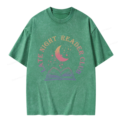 Pagewings Late Night Reader Club Unisex Washed T-shirt