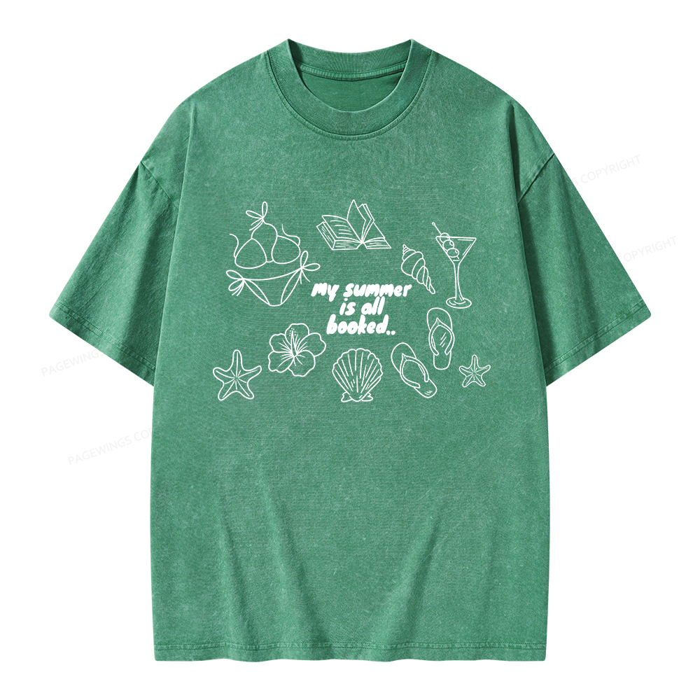 Pagewings My Summer Is All Booked Unisex Washed T-shirt