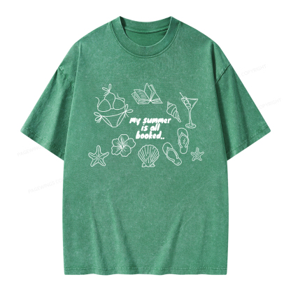 Pagewings My Summer Is All Booked Unisex Washed T-shirt