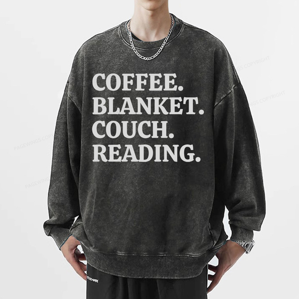 Pagewings Coffee Blanket Couch Reading Unisex Washed Sweatshirt