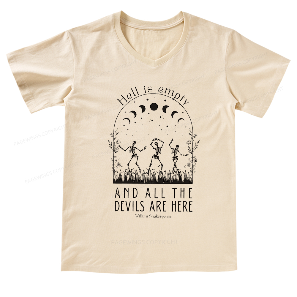 Pagewings Hell Is Empty And All The Devils Are Here V-neck T-shirt