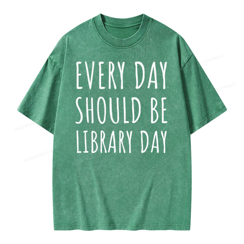 Pagewings Library Day Media Specialist Shirt Library Shirt Unisex Washed T-shirt