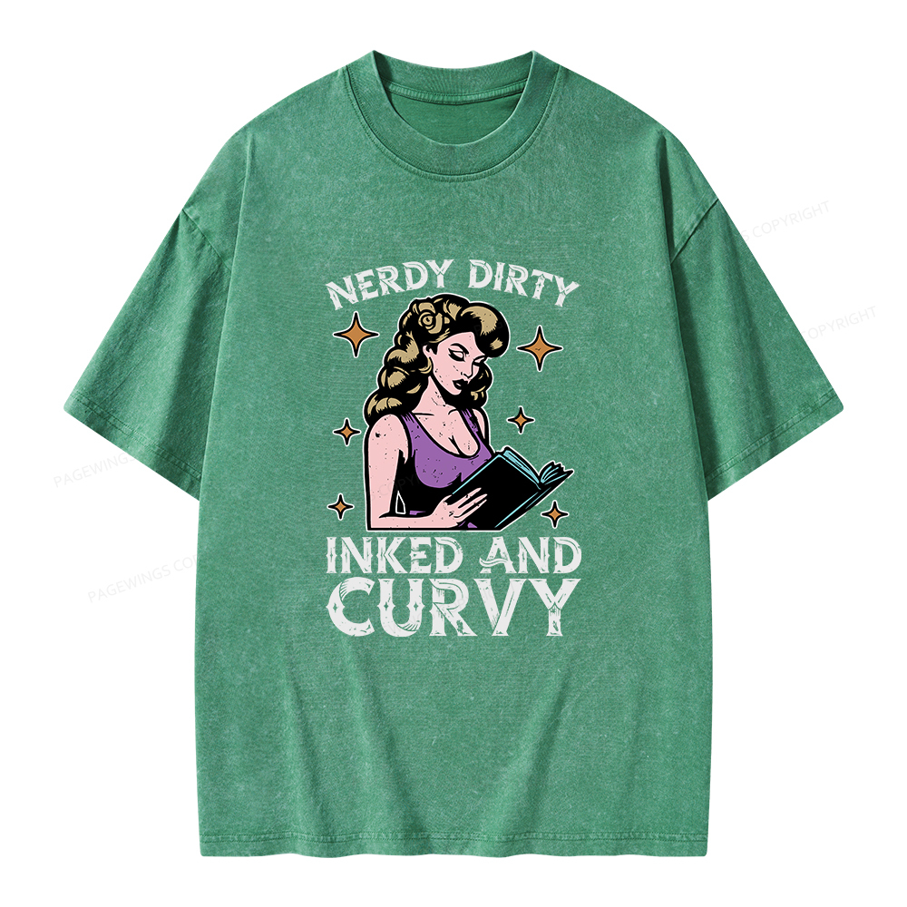 Pagewings Reading Nerdy Dirty Inked And Curvy Unisex Washed T-shirt