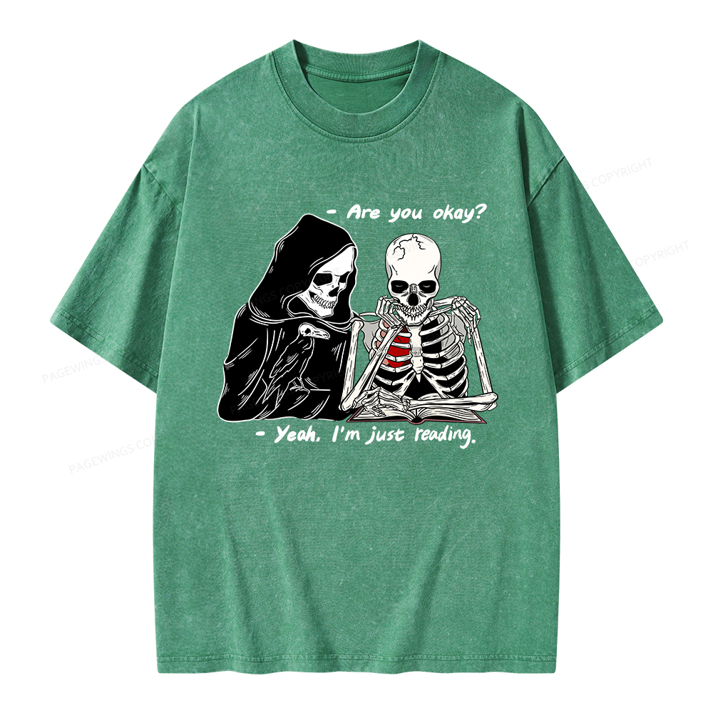 Pagewings Yeah I'm Just Reading Unisex Washed T-shirt