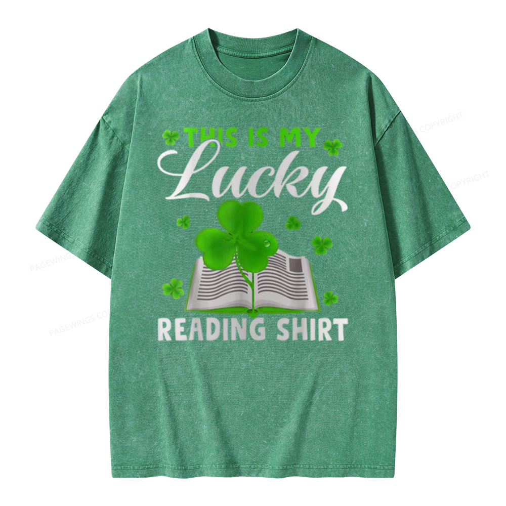 Pagewing Lucky Reading St Patricks Day Book Lover Unisex Washed T-shirt
