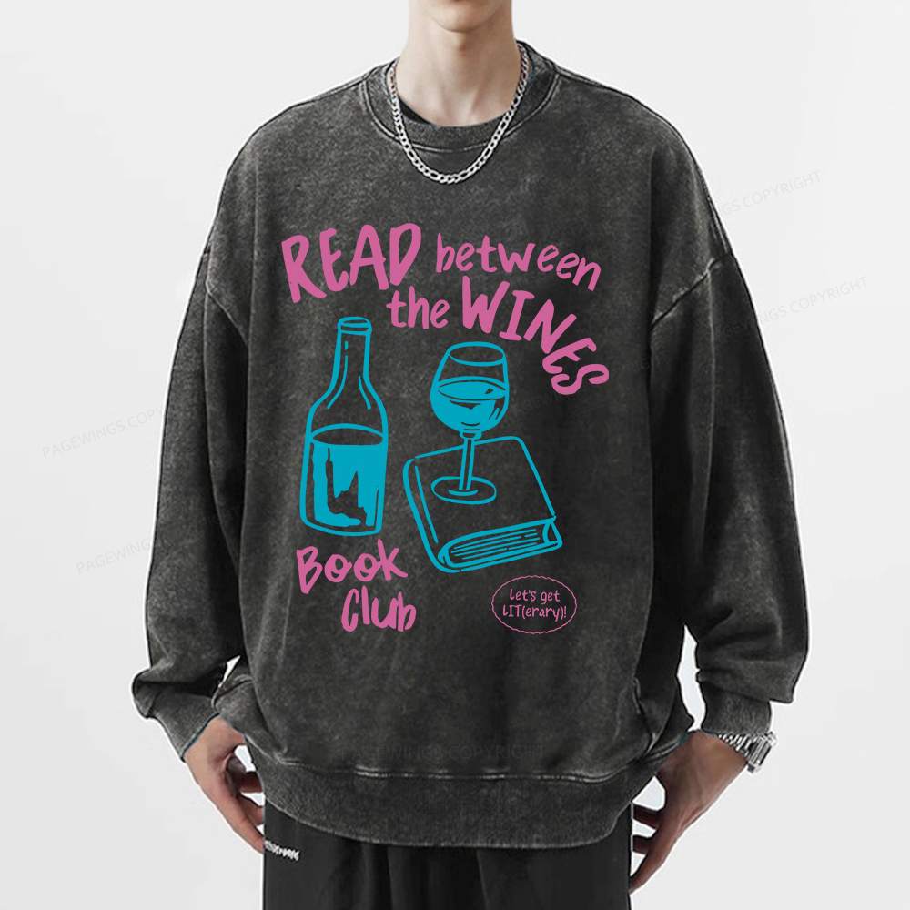 Pagewings Wine Lover Book Club Unisex Washed Sweatshirt