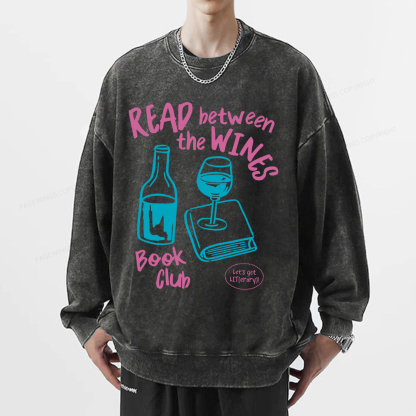 Pagewings Wine Lover Book Club Unisex Washed Sweatshirt