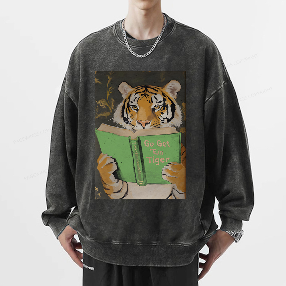 Pagewings Motivational Tiger Unisex Washed Sweatshirt