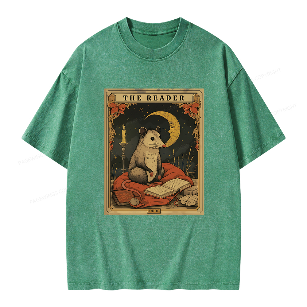 Pagewings The Reader Tarot Card Unisex Washed T-shirt