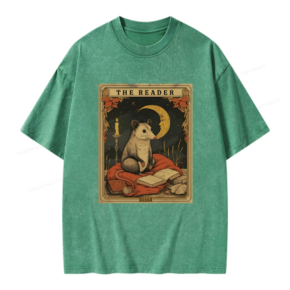 Pagewings The Reader Tarot Card Unisex Washed T-shirt