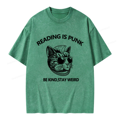 Pagewings Reading Is Punk Be Kind Stay Weird Unisex Washed T-shirt