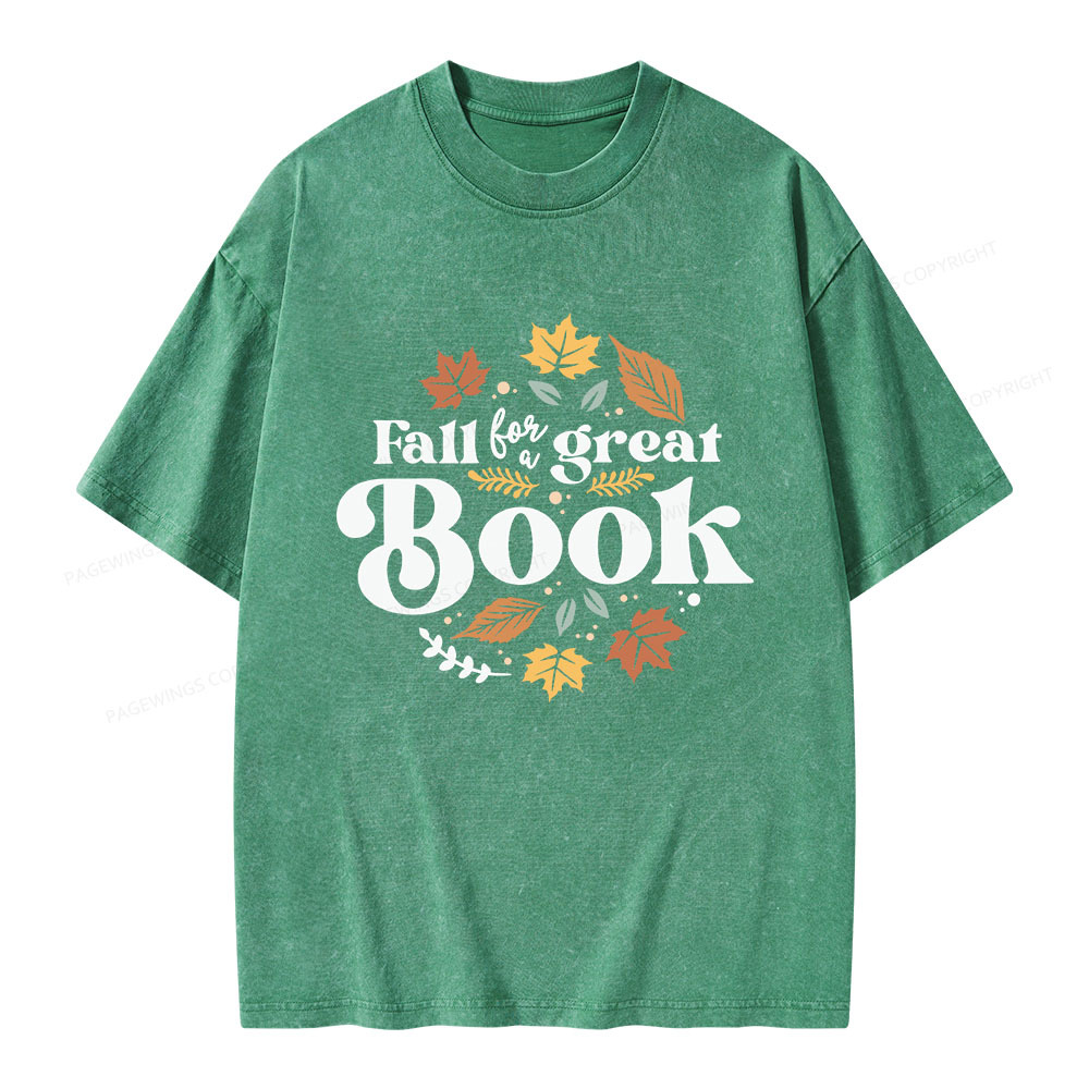 Pagewings Thanksgiving Fall For A Great Book Unisex Washed T-shirt