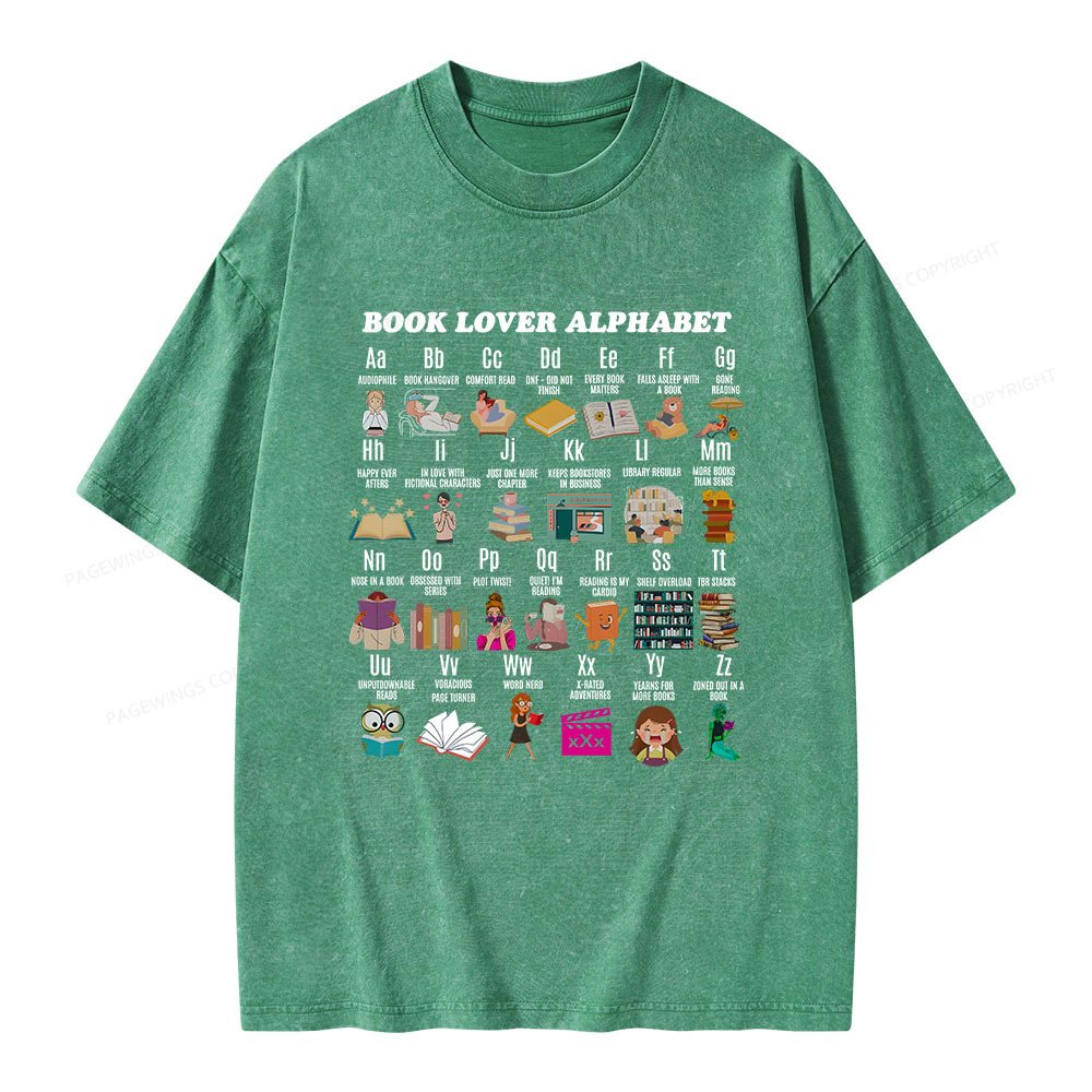 Pagewings Book Lover Alphabet Unisex Washed T-shirt