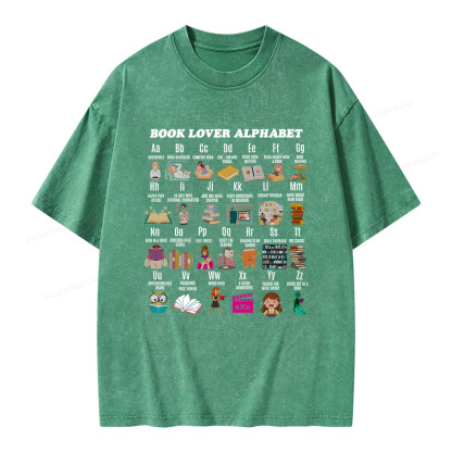 Pagewings Book Lover Alphabet Unisex Washed T-shirt