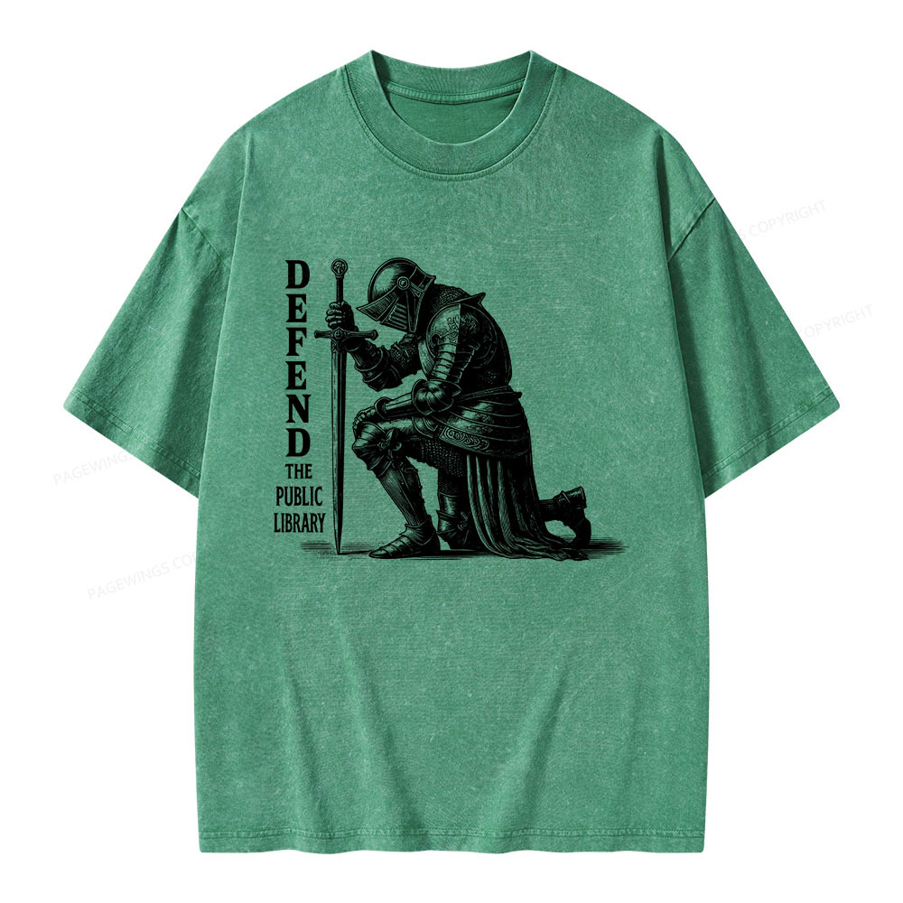 Pagewings Defend the Public Library Unisex Washed T-shirt
