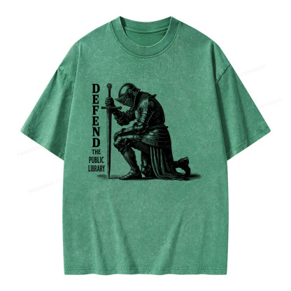 Pagewings Defend the Public Library Unisex Washed T-shirt