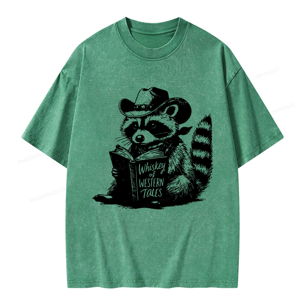 Pagewings Whiskey of Western Tales Unisex Washed T-shirt