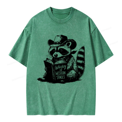 Pagewings Whiskey of Western Tales Unisex Washed T-shirt