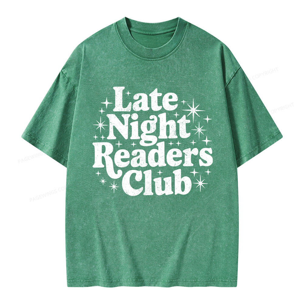 Pagewings Late Night Readers Club Unisex Washed T-shirt