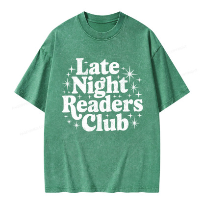 Pagewings Late Night Readers Club Unisex Washed T-shirt