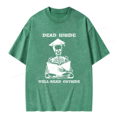 Pagewings Dead Inside Well-Read Outside Unisex Washed T-shirt