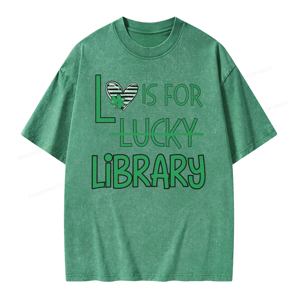 Pagewing St Patricks Day Librarian Tshirt Shirt Unisex Washed T-shirt