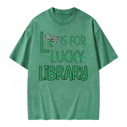 Pagewing St Patricks Day Librarian Tshirt Shirt Unisex Washed T-shirt