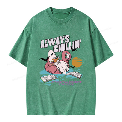 Pagewings Book Lover Summerween Always Chillin' Unisex Washed T-shirt