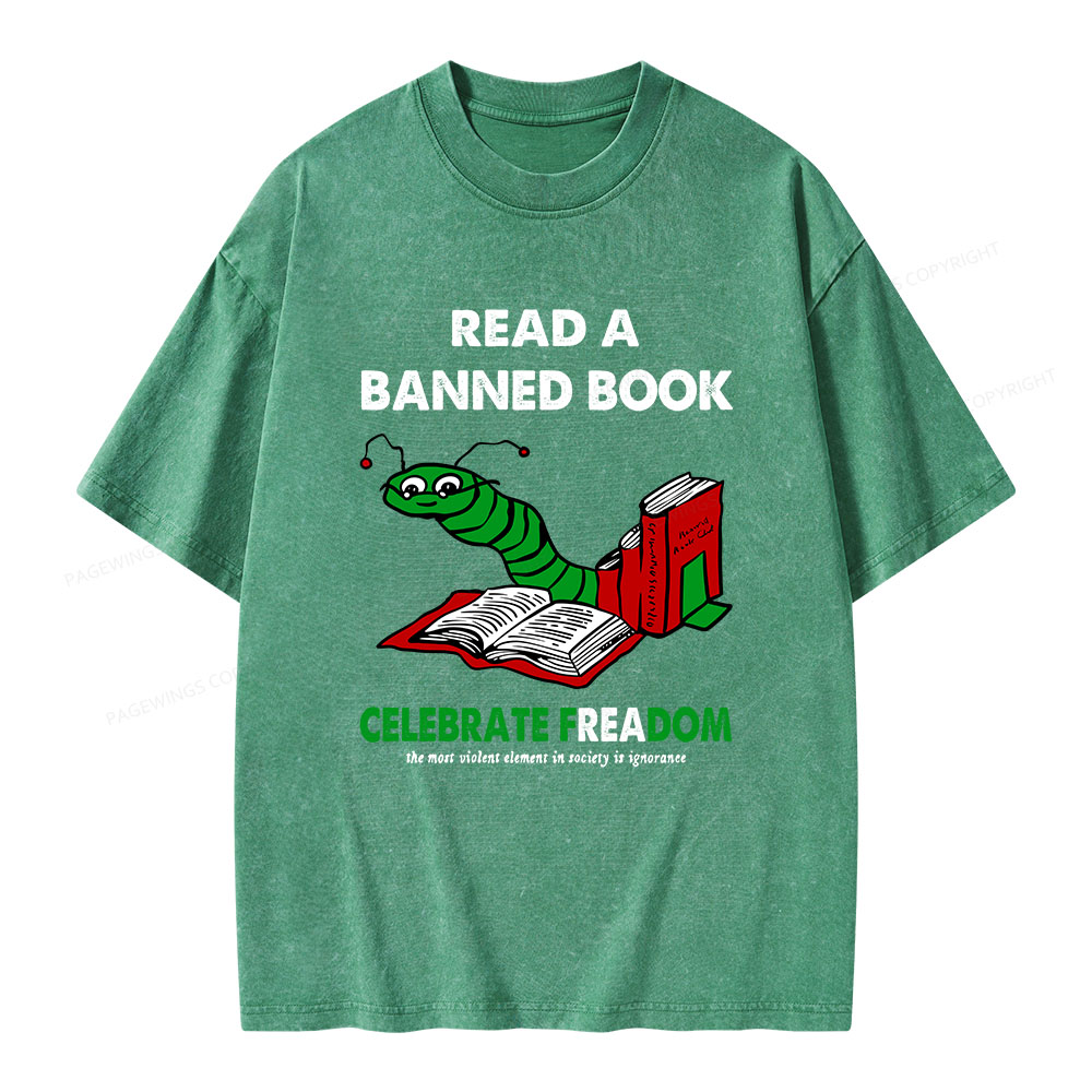 Pagewings Read A Banned Book Unisex Washed T-shirt