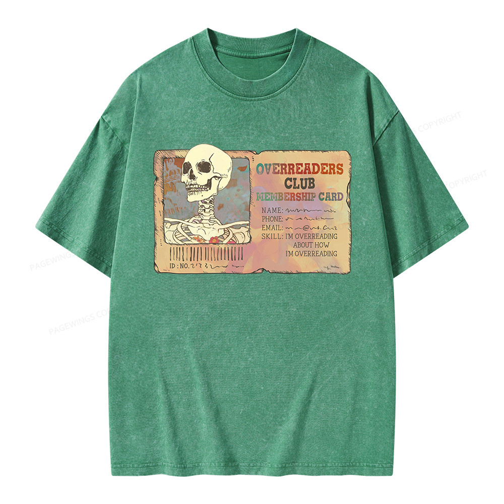 Pagewings Overreaders Club Membership Card Unisex Washed T-shirt