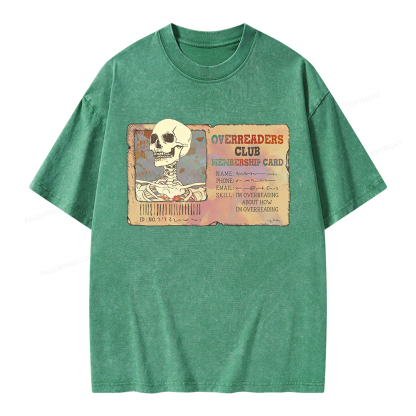 Pagewings Overreaders Club Membership Card Unisex Washed T-shirt