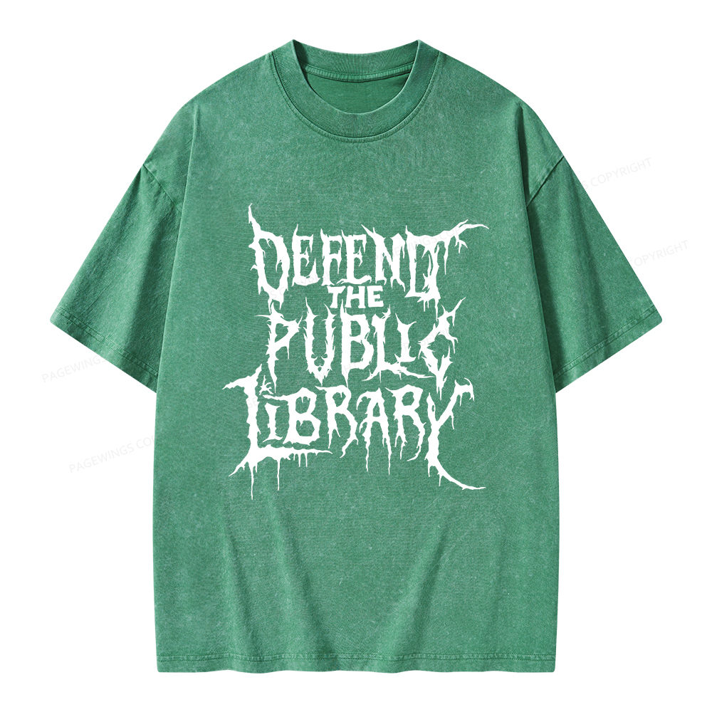 Pagewings Defend The Public Library Unisex Washed T-shirt