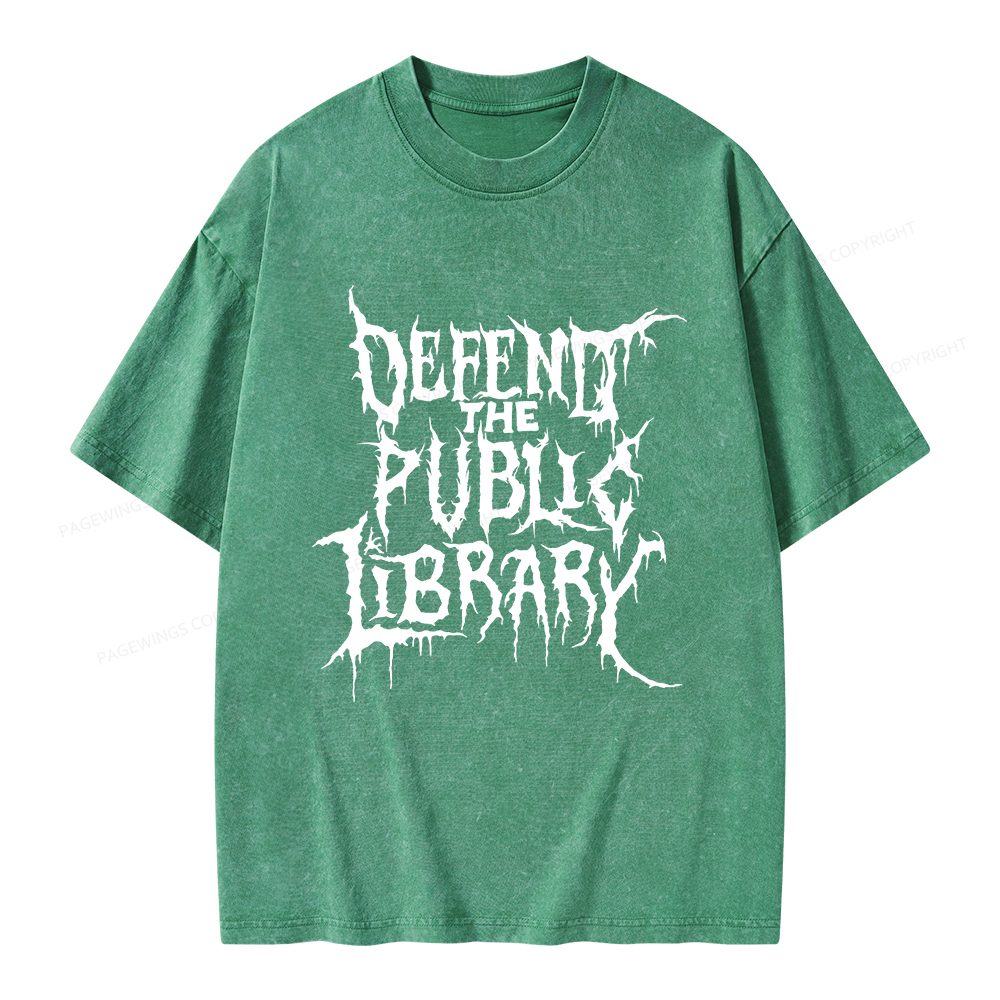 Pagewings Defend The Public Library Unisex Washed T-shirt