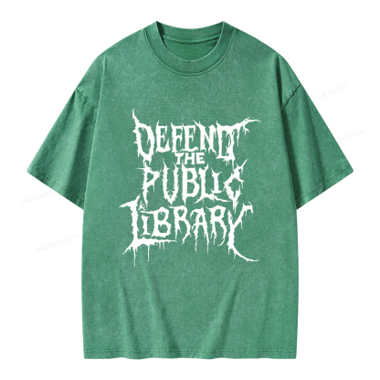 Pagewings Defend The Public Library Unisex Washed T-shirt