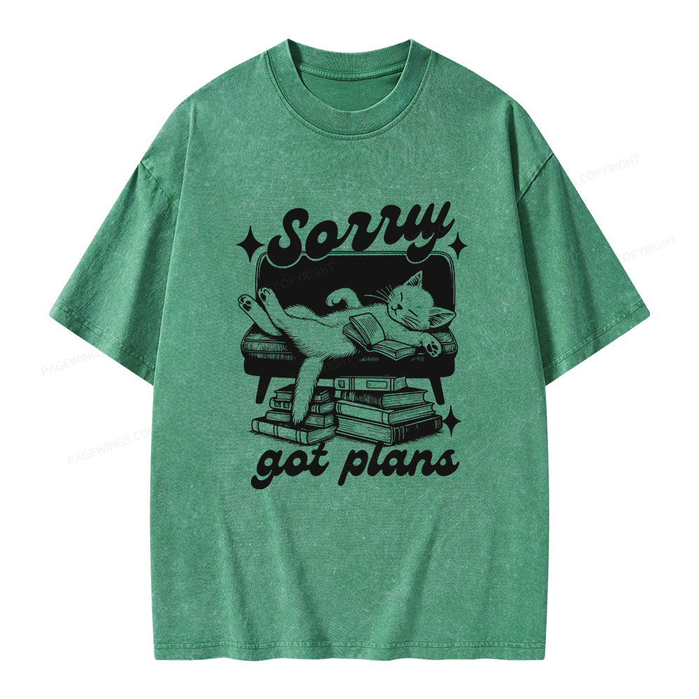Pagewings Sorry Got Plans Unisex Washed T-shirt