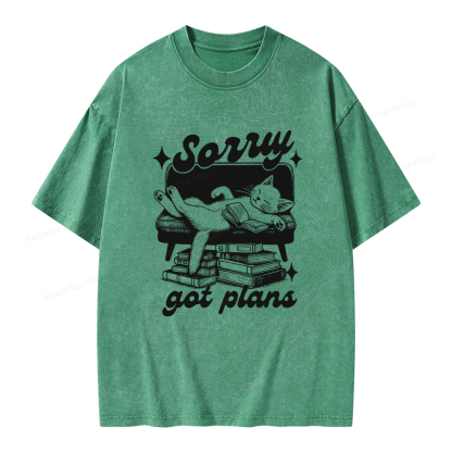 Pagewings Sorry Got Plans Unisex Washed T-shirt