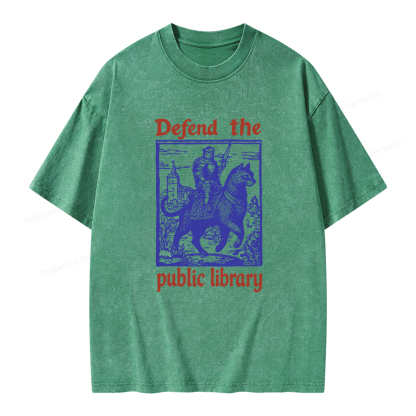 Pagewings Defend the Public Library Unisex Washed T-shirt