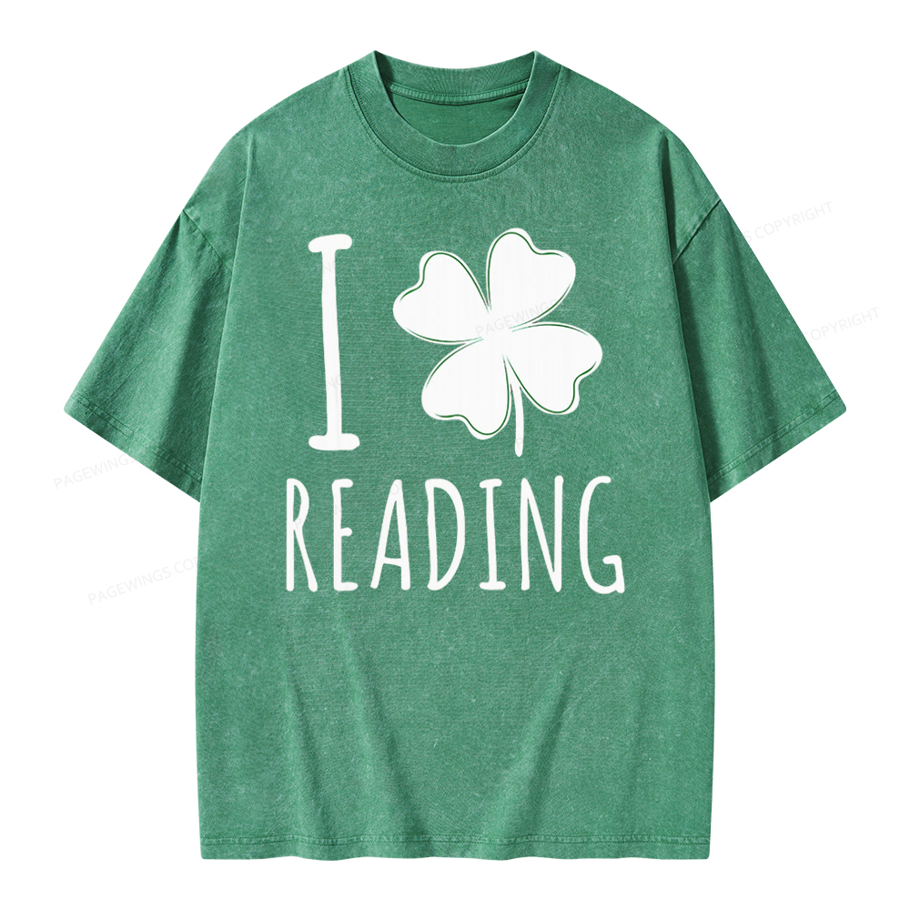 Pagewing St Patricks Day Book Lover Shirt Unisex Washed T-shirt
