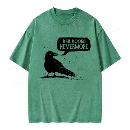 Pagewings Ban Books Nevermore Unisex Washed T-shirt