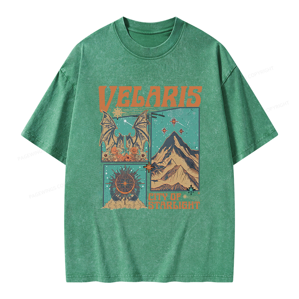 Pagewings Velaris City Of Starlight Unisex Washed T-shirt